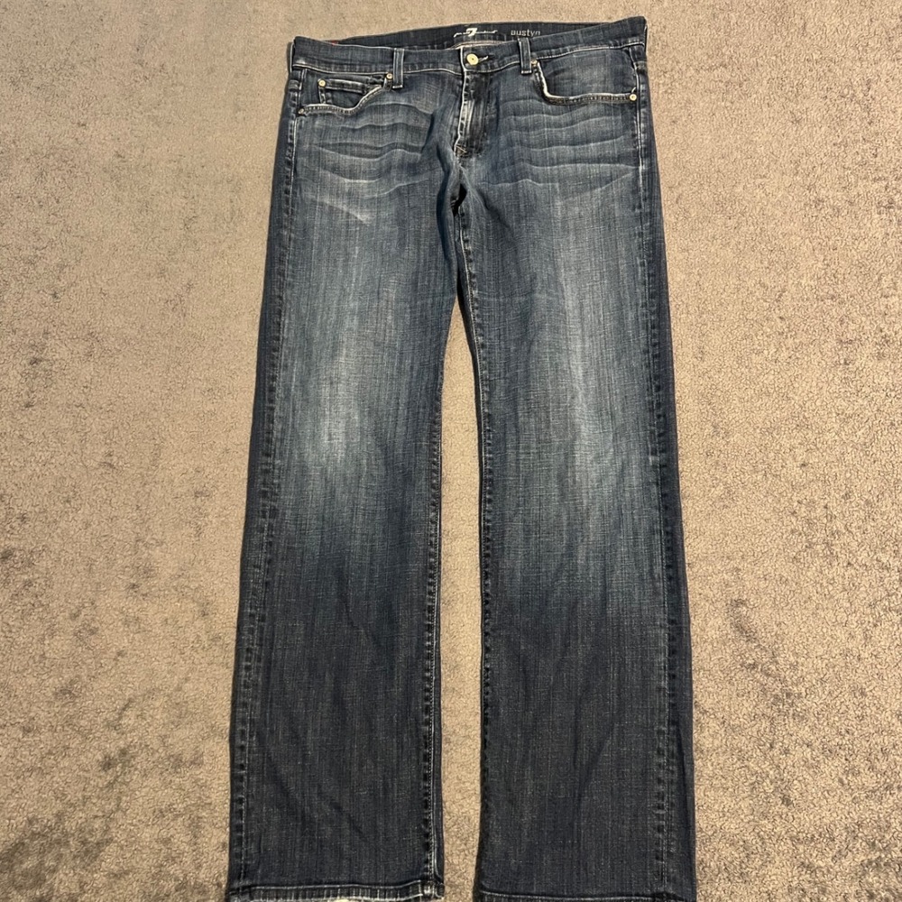 Vintage 7 For All Mankind Austyn Straight Jeans Dark Wash Mens 36x32 USA Made